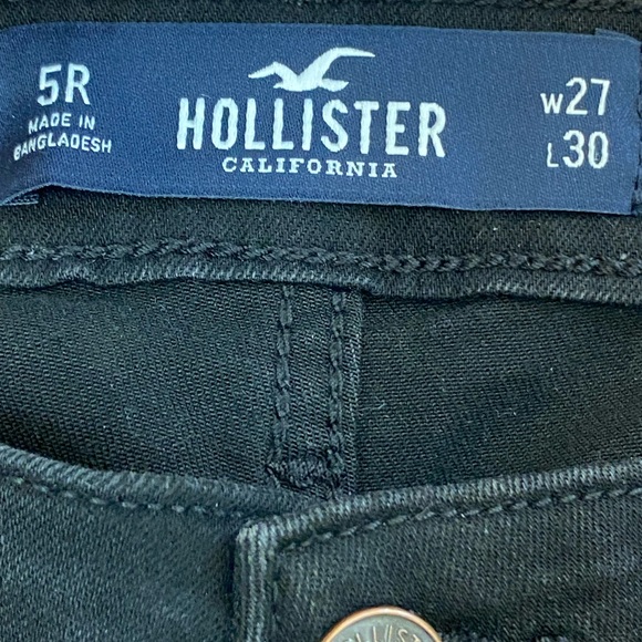 Hollister Distressed Mid Rise Super Skinny Classic Stretch Black Jeans size 5R - Picture 7 of 13